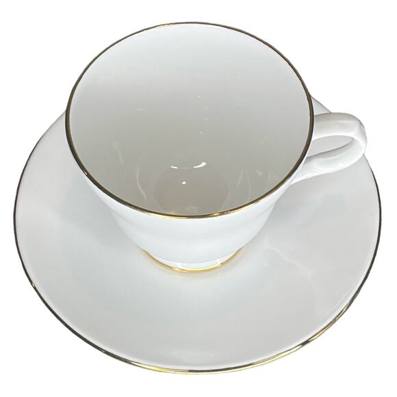 VTG Sadler Wellington TEA CUP & SAUCER SET Bone China White Gold Christmas Tea - Picture 2 of 4